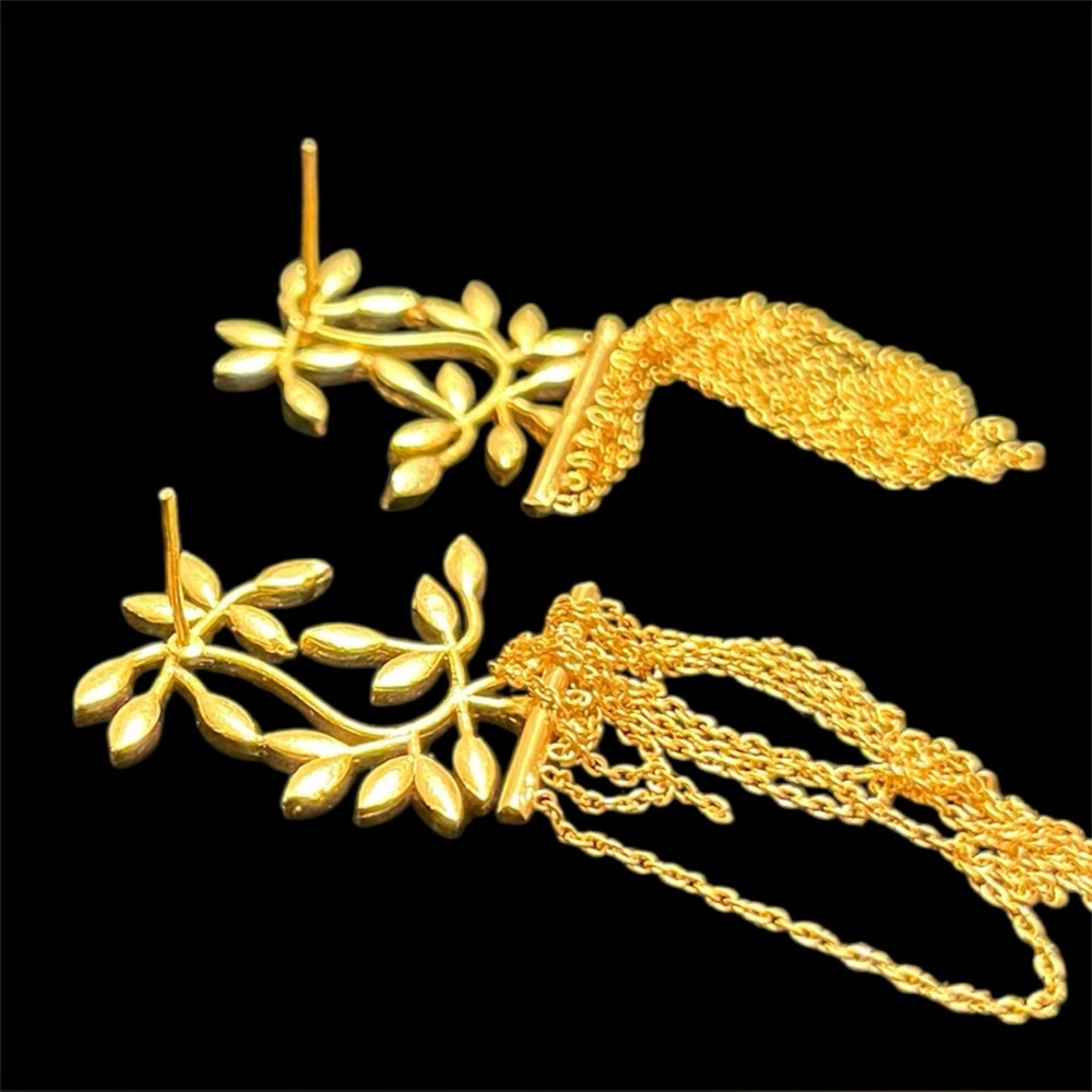 SHASHI Geranium Floral Gold-tone Plated Dangling Chain Post Earring - Picture 11 of 15